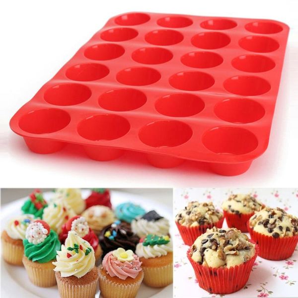 

baking & pastry tools 24 cavity mini muffin silicone soap cookies cupcake bakeware pan tray mould cake decorating mold
