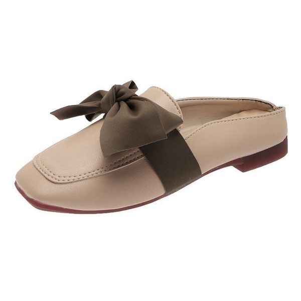 

slippers summer fashion and comfortable baotou half female thick heel pointed toe wear lazy sandals, Black
