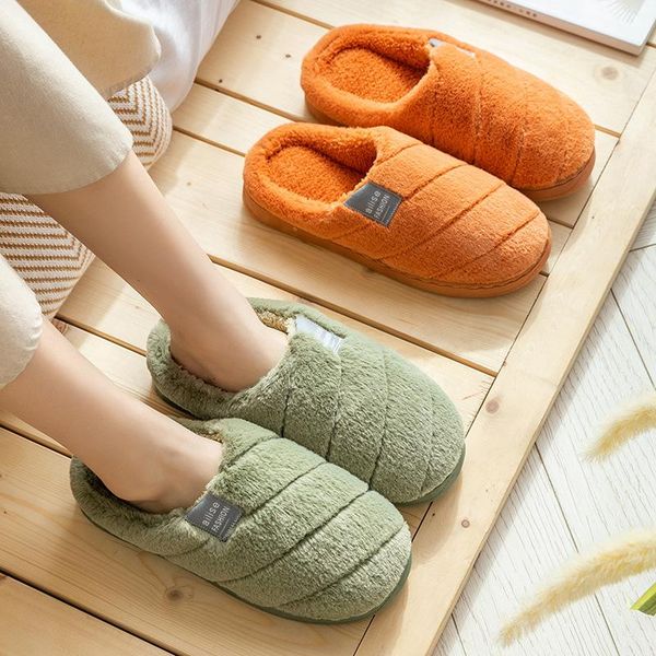 

autumn & winter style cotton slipper shoes women's indoor household with anti-slip thick bottomed warm month fluf slippers, Black