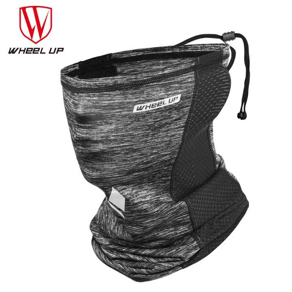 

wheelup riding ice silk face mask anti ultraviolet elastic breathable sunscreen drawstring bandana sport cycling headscarf scarf caps & mask, Black