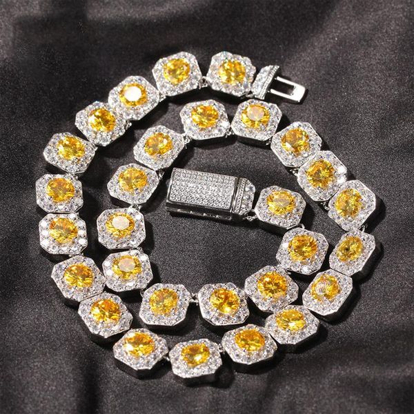 

chains bling miami curb cuban chain necklace choker women iced out paved chunky zircon rapper link necklaces men hiphop jewelry, Silver