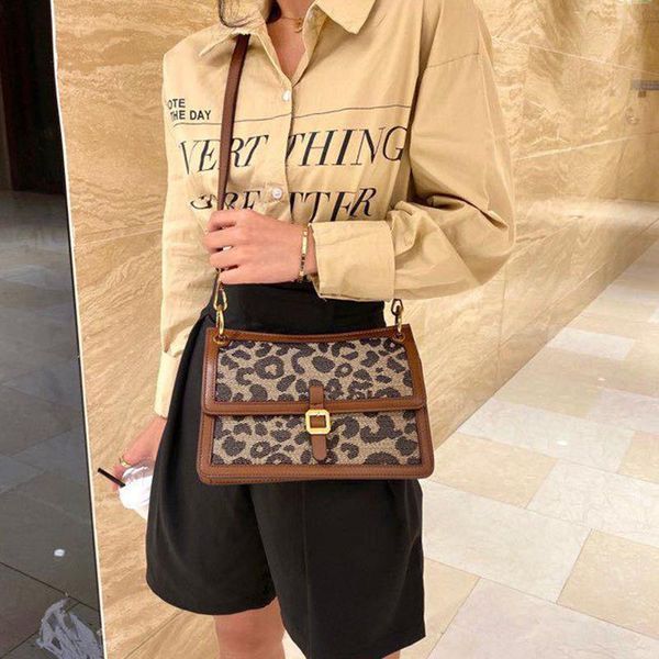 

evening bags autumn and winter 2021 leopard canvas flap underarm bag fashion simple single shoulder diagonal women's