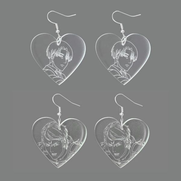 

dangle & chandelier arrivals japanese anime attack on titan characters heart shape transparent acrylic earrings fashion jewelry gift, Silver