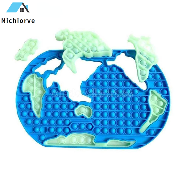 

5pcs/dhl jumbo large giant 30cm world map bubble fidget toys glow in the dark sensory rubber push bubbles board blocks antistress cx22