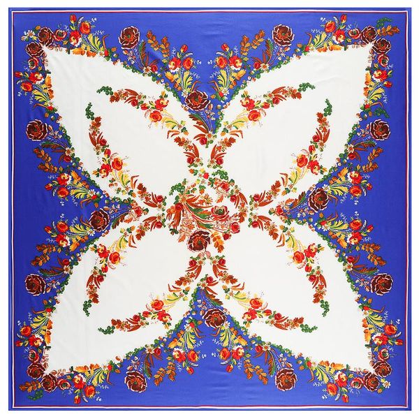 

scarves butterfly and peony flowers silk scarf women square 130*130cm style tassel lady spring fashion female, Blue;gray