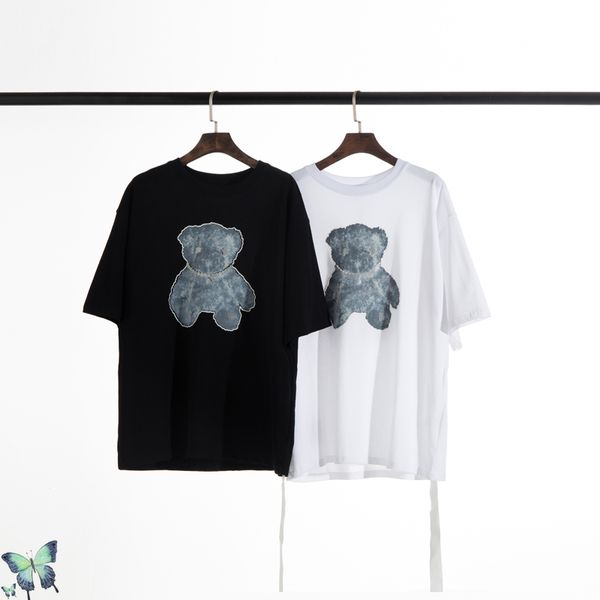 

men women loose welldone double-sided bear print t shirt fashion casual all-match, White;black