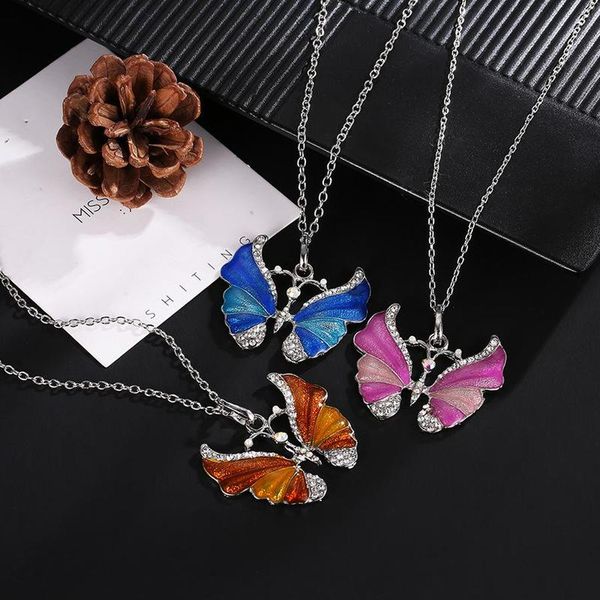

genuine beautiful rhinestone long necklaces butterfly necklaces, Silver