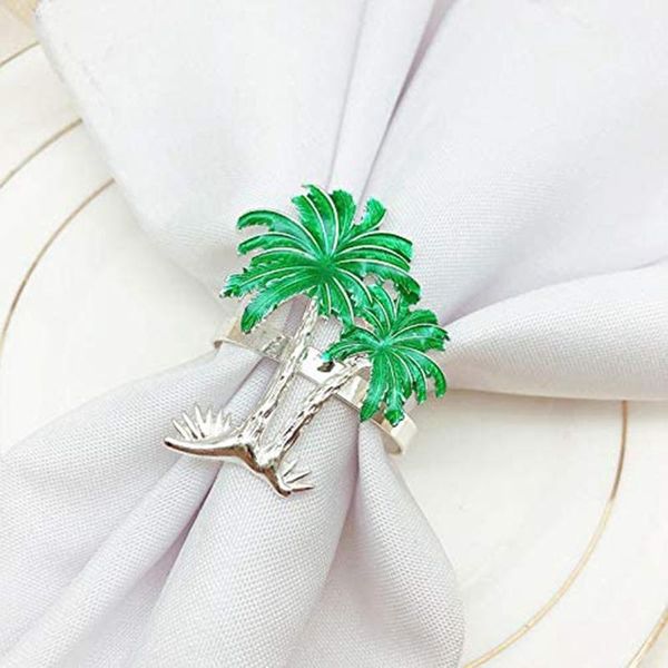 

napkin rings serviette holder, set of 4 metal ring, holiday table decor for wedding,christmas day(coconut tree)
