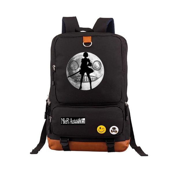 

backpack game nier: automata 17" large capacity travel shoulder bag student book school daypack printing