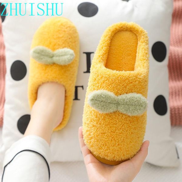 

autumn and winter cotton slippers female indoor home warm non-slip couple fur bag heel fashion shoes zapatos para mujer, Black