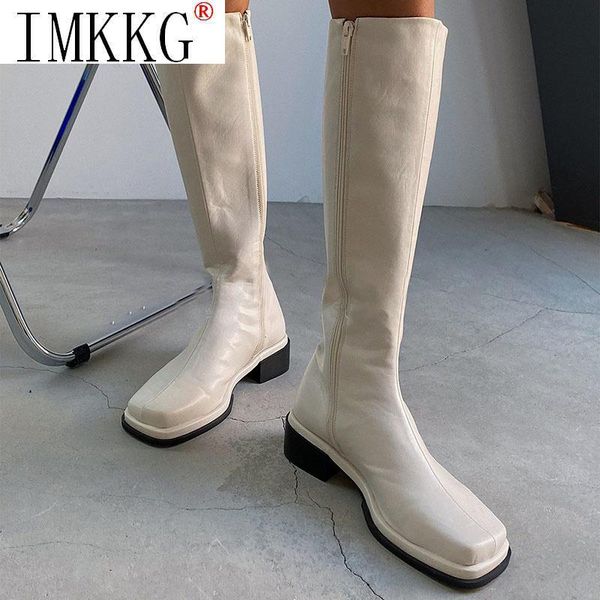 

boots women's beige high women square toe autumn shoes thigh heels luxury designer 2021 botas de mujer, Black