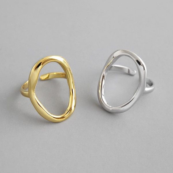 

wedding rings irregular hollow opening for women couple fashion simple geometric party jewelry gifts size 17mm adjustable, Slivery;golden