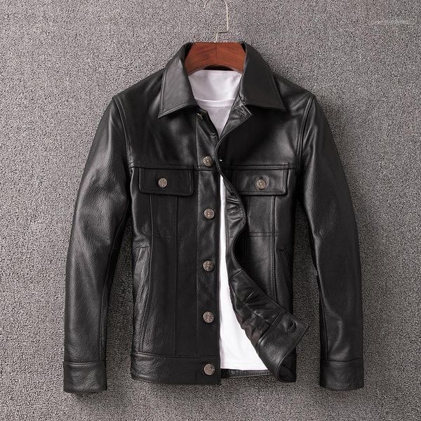 

spring and autumn leather jacket for men men's & faux, Black