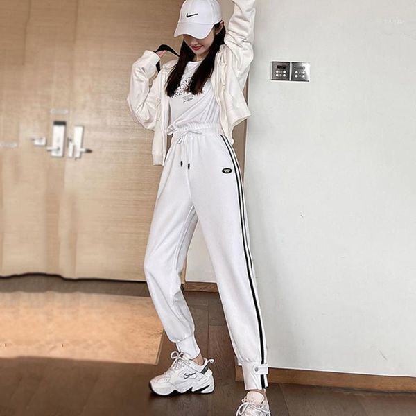 

women's pants & capris plus size winter leisure sports trousers snow outerwear 2021 autumn student korean style female all-match, Black;white