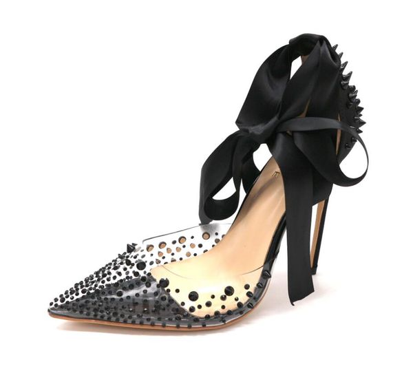 

wedding marry dress shoes pointed front heels nude color flat high heels red bottom pumps follies strass degrastrass imported mesh rhineston, Black