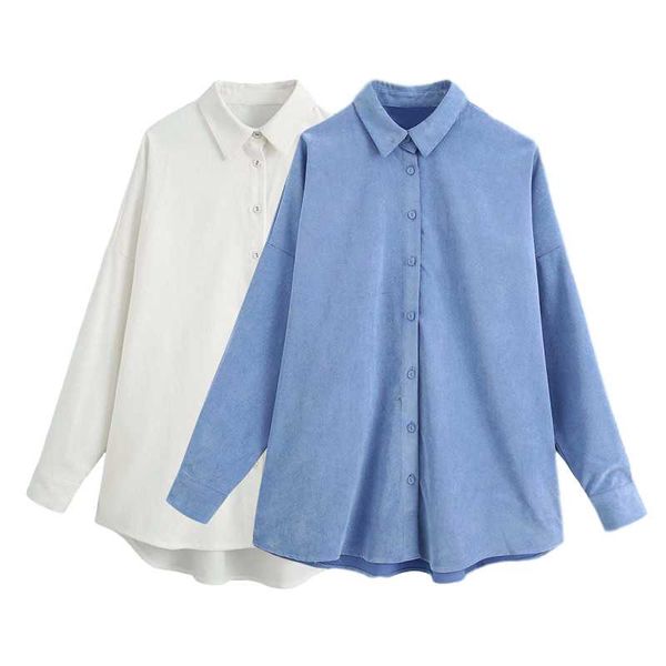 

streetwear women elegant shirts 2021 autumn fashion ladies corduroy loose shirt causal female oversized girls chic blouse women's blous, White