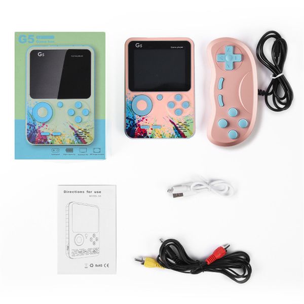 

g5 mini handheld game console players retro portable video store 500-in-1 8 bit 3.0 inch colorful lcd cradle design support double players d