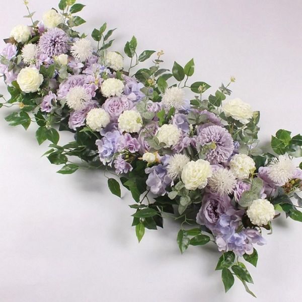 Flores decorativas grinaldas 100 * 25 cm Hydrangea rosa flor de seda com espuma decoração de bases arco de casamento estrada porta citada parede linha artificial