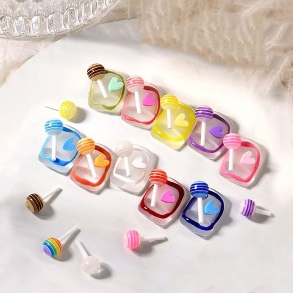 

nail art decorations 10pcs mixed summer rainbow colors 3d lollipop decoration cute cartoon candy manicure accessories, Silver;gold