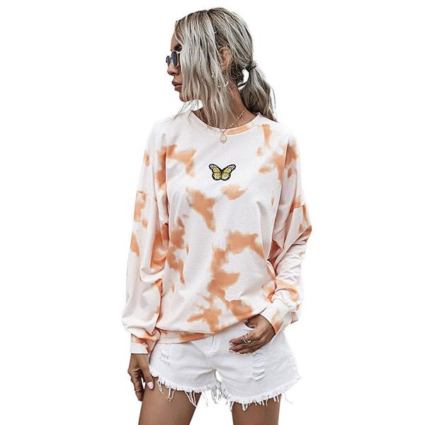 

women's hoodies & sweatshirts casual tie dye printing fresh pullover sweatshirt long sleeve clothes for women autumn and winter em*, Black