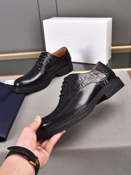 

men's classic business dress shoes fashion elegant formal wedding genuine leather shoes men brand designer lace up office oxfords size, Black