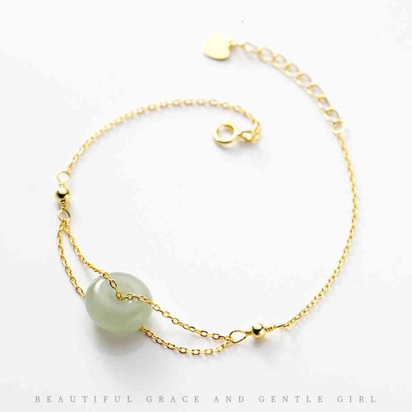 

bracelet [holiday gift]s925 silver jewelry ping'an clasp string fashion hetian jade bracelet female, Golden;silver