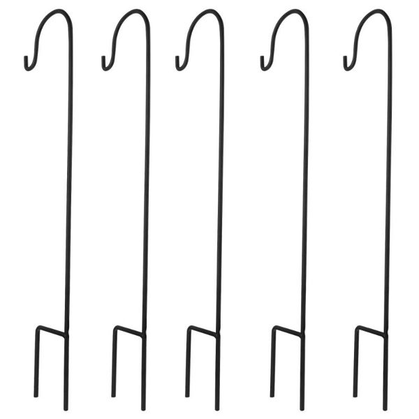 

hooks & rails 5pcs shepherd plant hook garden stake stand hanger (black)