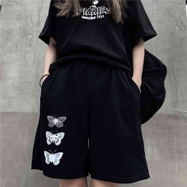 

shorts women catoon print high wide leg trendy harajuku clothes summer elastic girl simple all-match short student streetwear, White;black