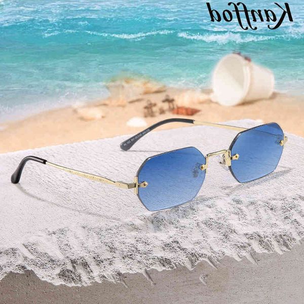 

Kanffod Polygon Random sunglasses Women Luxury Brand Design Men's glasses Place Rameless glasses Outside the journey UV400 Glasses wholesale, White;black