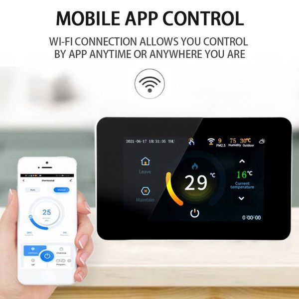 

smart home control wifi thermostat heating temperature controller with celsius/fahrenheit led touch screen work alexa google