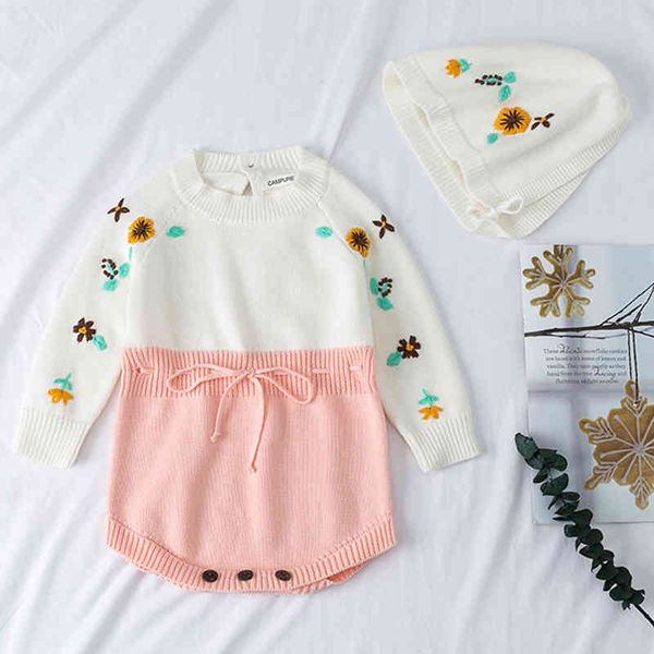 

baby girl printing pattern rompers 0-3yrs autumn winter long sleeves born 210429, Blue