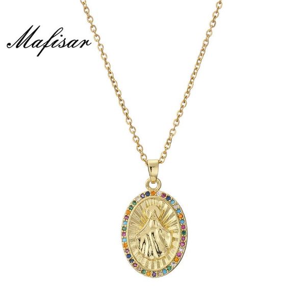

pendant necklaces mafisar virgin mary necklace unique design + cz jewelry gold chain gift, Silver