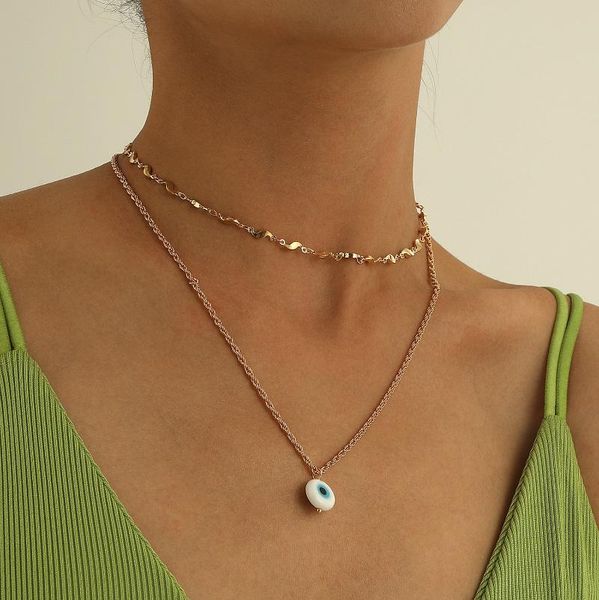 

pendant necklaces simple devil's eye necklace for women geometric s clavicle chain layered short 2021 fashion jewelry, Silver