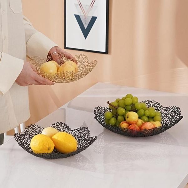 

dishes & plates iron fruit bowl hollow design ventilated nordic style octagonal leaves household basket net red snack pot for home