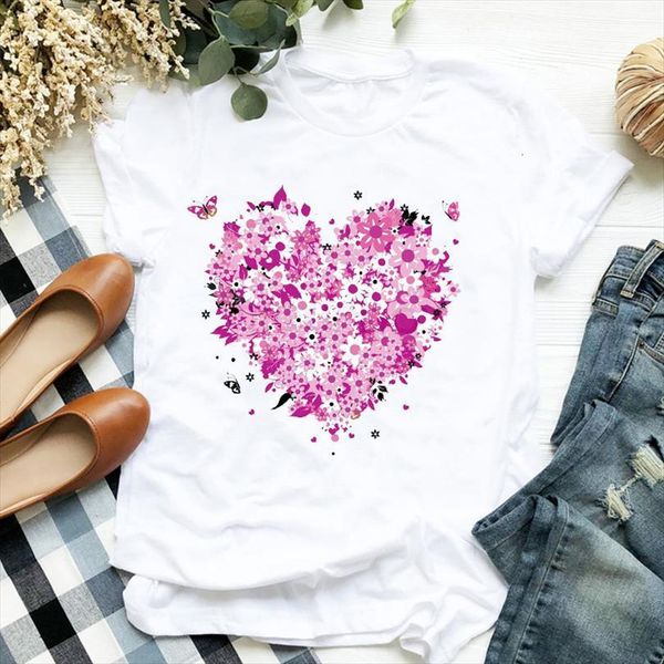

men lady floral flower mens t shirt butterfly love heart fashion print ladies tee clothes female graphic, White;black