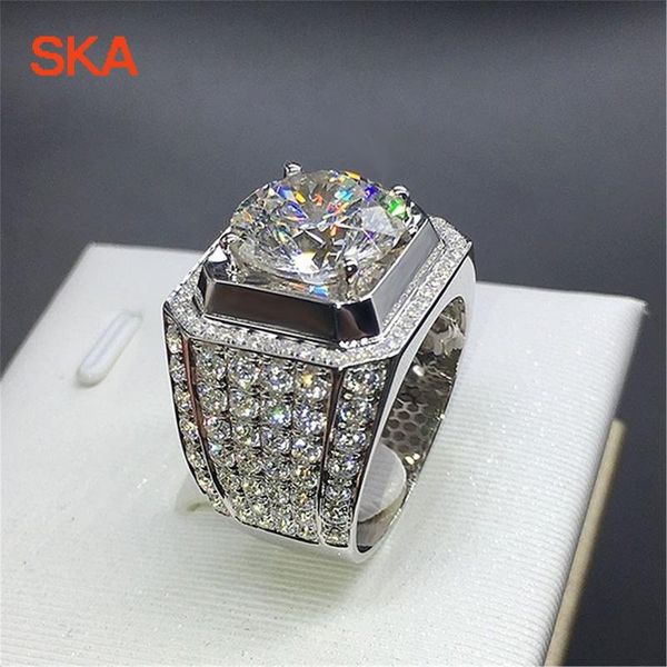 

wedding rings luxurious for men ska fashion ring copper engagement full setting zircon silver color adjustable finger jewelry jjz284, Slivery;golden
