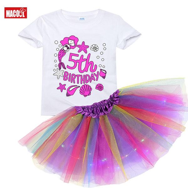 

clothing sets girls tutu dress set birthday t shirt 2021 summer girl kids party light christmas little costume, White