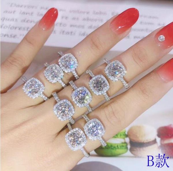 

2021 ins sell wedding ring for women luxury jewelry 925 sterling silver round cut white z cz diamond eternity party lover engagement rings g, Slivery;golden