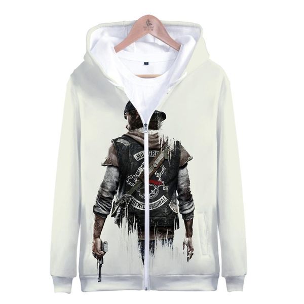 

men's hoodies & sweatshirts days gone zipper spring fall overcoat hooded jacket zombie game men coats 3d sweatshirt, Black