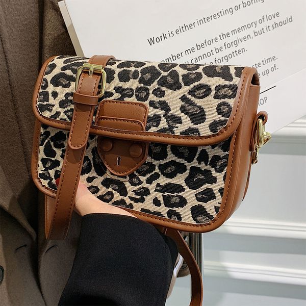 

retro 2022 new women's shoulder bags leopard plaid messenger bag fashion designer handbag pu classic personality wallet totes mobile ph