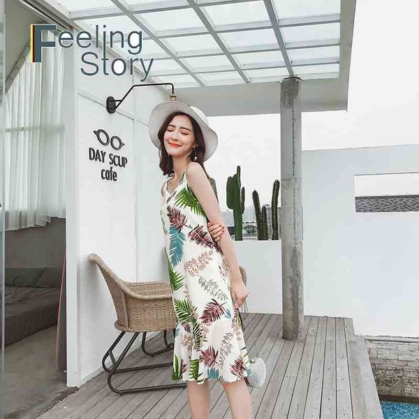 

boho floral spaghetti strap dress womens maxi summer beach ladies deep v neck causal es for woman vestidos 210603, Black;gray