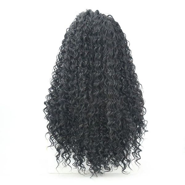 

2021 new pre-lace wig european and american fashion temperament wig female long curly hair chemical fiber wigs set african small curly wigs, Black