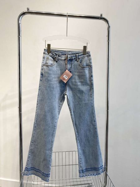 

autumn mujia printed trumpet embroidered lace women's pants, Blue