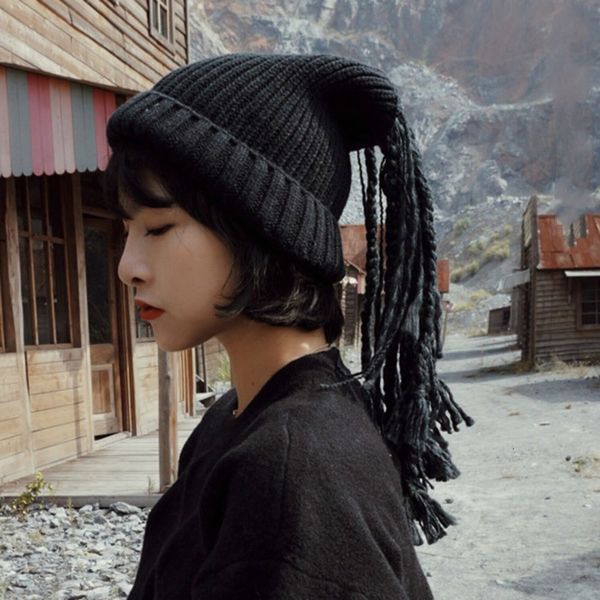 

tvvovvin fashion autumn winter hat women black solid flexible headgear twist braid beanie cap female tide scarf b812, Blue;gray