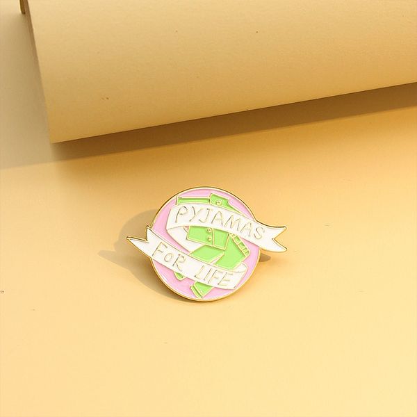 

green suit dream pajamas letter ribbon winding creative oil drop brooch fashion badge jewelry, Gray