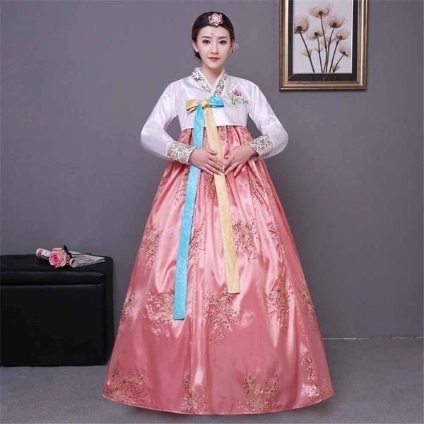 

ethnic clothing korean traditional long-sleeved classic hanbok dress cosplay costume female court wedding dance, Red