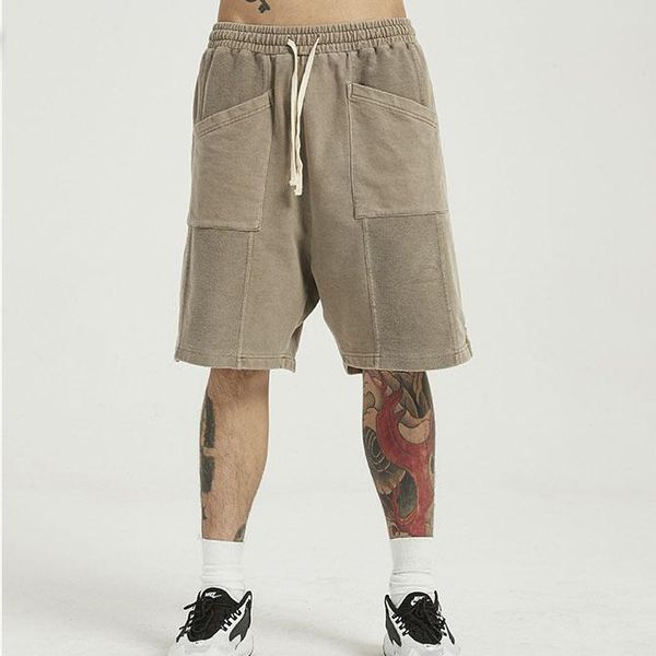 

spring and summer 2021 wash retro fashion brand casual pants european american high street old loose men's shorts, White;black