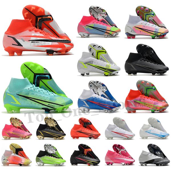 

quality mens soccer shoes cleats mercurial superfly xiv elite fg 8 viii academy tf football boots scarpe calcio, Black