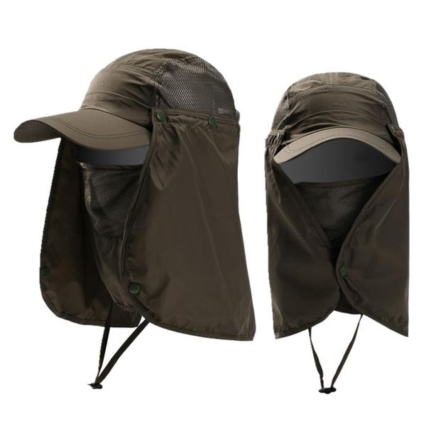 

outdoor hats mountaineering hiking visor sports fishing uv protection face neck hat fashion riding windproof sand c, Black;white