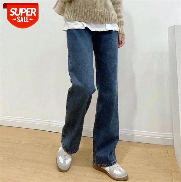 

110004 fleece jeans women's straight loose, wide legs, high waist, draping korean student's thin casual pants #tf7t, Black;gray